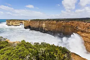 The coastline near Loch Ard Gorge with Elephant rock and Muttonbird Island, Great Ocean Road