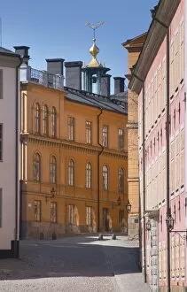Cobble stone street with old houses on Riddarholmen. Stockholm. Sweden, Europe