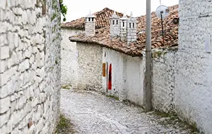 Citadel Prints: Cobble stone street with traditional ottoman white stone houses