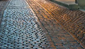 Downtown Prints: Cobblestone street in the Inner City of Baku, Azerbaijan