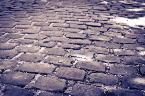Black And White Prints: Cobblestone walkway at Pere Lachaise Cemetery, Paris, France