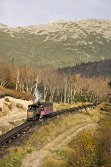 Railroad Prints: The cog railroad on Mount Washington in Twin Mountain, New Hampshire. White Mountains