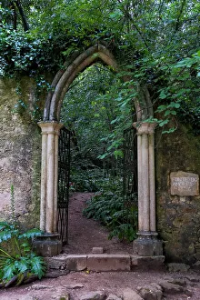 Coimbra, Portugal. Quinta das Lagrimas. Ruins in the garden next to the famous Fonte das Lagrimas