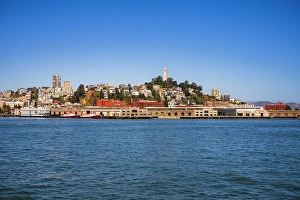 Prints of Coit Tower and Telegraph Hill from the San Francisco Bay, California, USA Images Dated 2024 October: Coit Tower and Telegraph Hill from the San Francisco Bay, California, USA