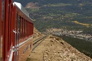 Colorado, Colorado Springs. Pikes Peak Cog Railway. Views from the train near