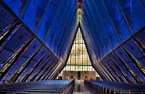Images Dated 2028: Colorado Springs Colorado Air Force Academy famous Chapel Church interior blue points