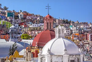 Houses Prints: Colored Houses Iglesia de San Roque San Roque Church Market Mercado Hidalgo Guanajuato