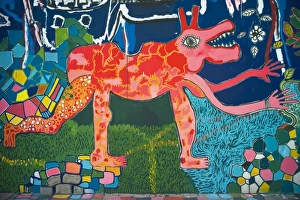 Pichincha Prints: Colorful abstract wall painting. Quito, Ecuador