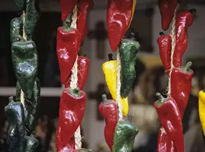 Fake Prints: Colorful artificial ristras for sale in historic and charming Santa Fe, NM