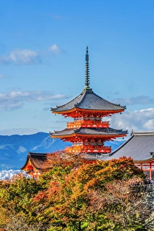 Buddhist Prints: Colorful Autum, Sanjunoto, Three Storied Pagoda