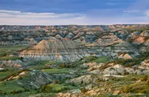 Colorful badlands from Painted Canyon overlook in Theodore Roosevelt National Park