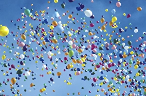 Cheerful Prints: Colorful balloons drifting into the sky