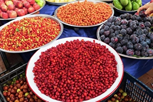 Images Dated 9th June 2024: Colorful bowls of fruit. Turkey, Nazilli