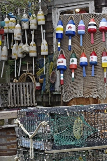 Images Dated 29th January 2010: Colorful buoys, Rockport, Cape Ann, Massachusetts