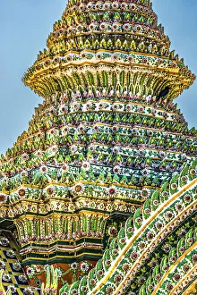 Ceramic Prints: Colorful ceramic Chedi spire pagoda