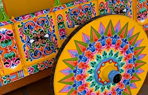 Images Dated 5th October 2020: Colorful close up of famous wheel for carriages that are traditional in and around