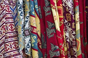 Images Dated 28th September 2005: Colorful cloth for sale by vendor in Cappadoccia, Turkey