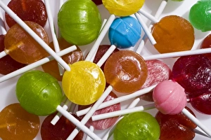 Candy Prints: Colorful collection of lollipop candy on sticks