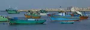 Images Dated 20th October 2005: Colorful fishing boats in the Harbor of Alexandria Egypt and the Mediterranean Sea