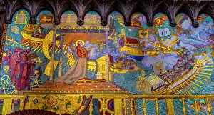 Mosaic Prints: Colorful Gilded Battle of Lepanto mosaic