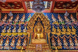 Prayer Prints: Colorful golden Buddha decorations