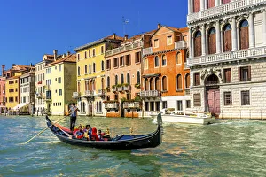 William Perry Prints: Colorful Grand Canal gondola reflections, Venice, Italy