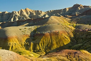 South Dakota Prints: Colorful hills, Badlands Loop Trail, Badlanads National Park, South Dakota, USA