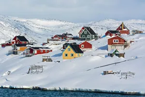 Neighborhood Prints: Colorful houses by the sea. Ilulissat, Greenland