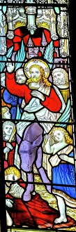 Images Dated 16th December 2024: Colorful Jesus Palm Sunday stained glass