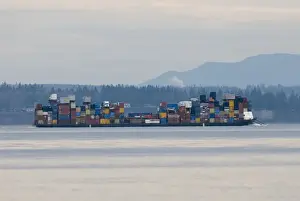 Images Dated 10th February 2007: Colorful load on barge in Admiralty Inlet between Whidbey Island and Olympic Peninsula