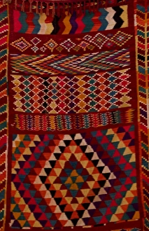 Blanket Prints: Colorful local made rug blanket in Tozeur Tunisia in Africa