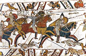 Images Dated 13th October 2022: Colorful Medieval Bayeux tapestry