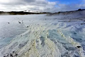 Colorful mineral deposits created from geothermal runoff