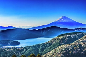 Kanagawa Prints: Colorful Mount Fuji, Hakone, Kanagawa, Japan. Last eruption 1170 AD