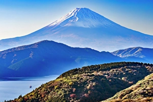 Kanagawa Prints: Colorful Mount Fuji Mountain Pirate Ship Crater Lake Ashinoko