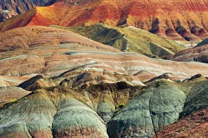Gansu Province Prints: Colorful mountains in Zhangye National Geopark, Zhangye, Gansu Province, China