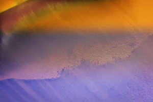 Antarctica Prints: Colorful orange blue iceberg closeup abstract background Charlotte Bay, Antarctica