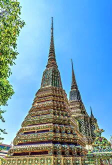 Ceramic Prints: Colorful pagodas, Wat Pho Temple