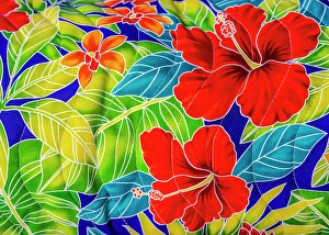 Images Dated 24th January 2024: Colorful Polynesian textile, Waikiki, Honolulu, Oahu, Hawaii