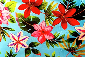 Images Dated 24th January 2024: Colorful Polynesian textile, Waikiki, Honolulu, Oahu, Hawaii