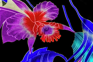 Images Dated 24th January 2024: Colorful Polynesian textile, Waikiki, Honolulu, Oahu, Hawaii