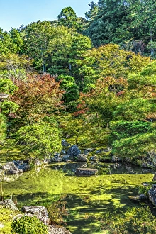 Buddhist Prints: Colorful reflection Ginkaku-ji Temple
