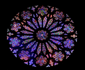 Stained Glass Prints: Colorful rose window stained glass