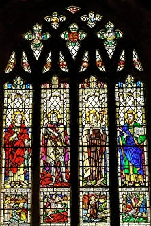 Church Of England Prints: Colorful Saints Peter Paul Petroc and George stained glass