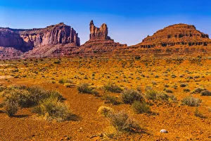 Red Cliff Prints: Colorful Sitting Hen Butte rock formation, Monument Valley, Utah