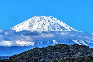 Volcanic Prints: Colorful snowy Mount Fuji, Hiratsuka