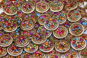Glass Prints: Colorful Souvenir Jewlery Many Colored glass stones hair clips necklace Guanajuato Mexico