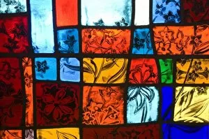 Images Dated 17th April 2007: Colorful stained glass at a church with nature themes