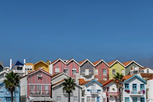 Strip Prints: Colorful striped houses at Cost Nova, Portugal