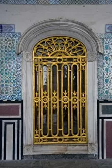 Colorful Tile work and doorway in the Topkapi Palace, Istanbul Turkey
